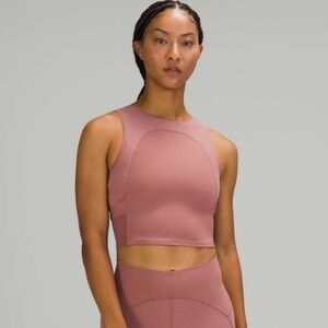 Lululemon Nulu and Mesh Yoga Tank Top in Jewel Embossed Spiced Chai